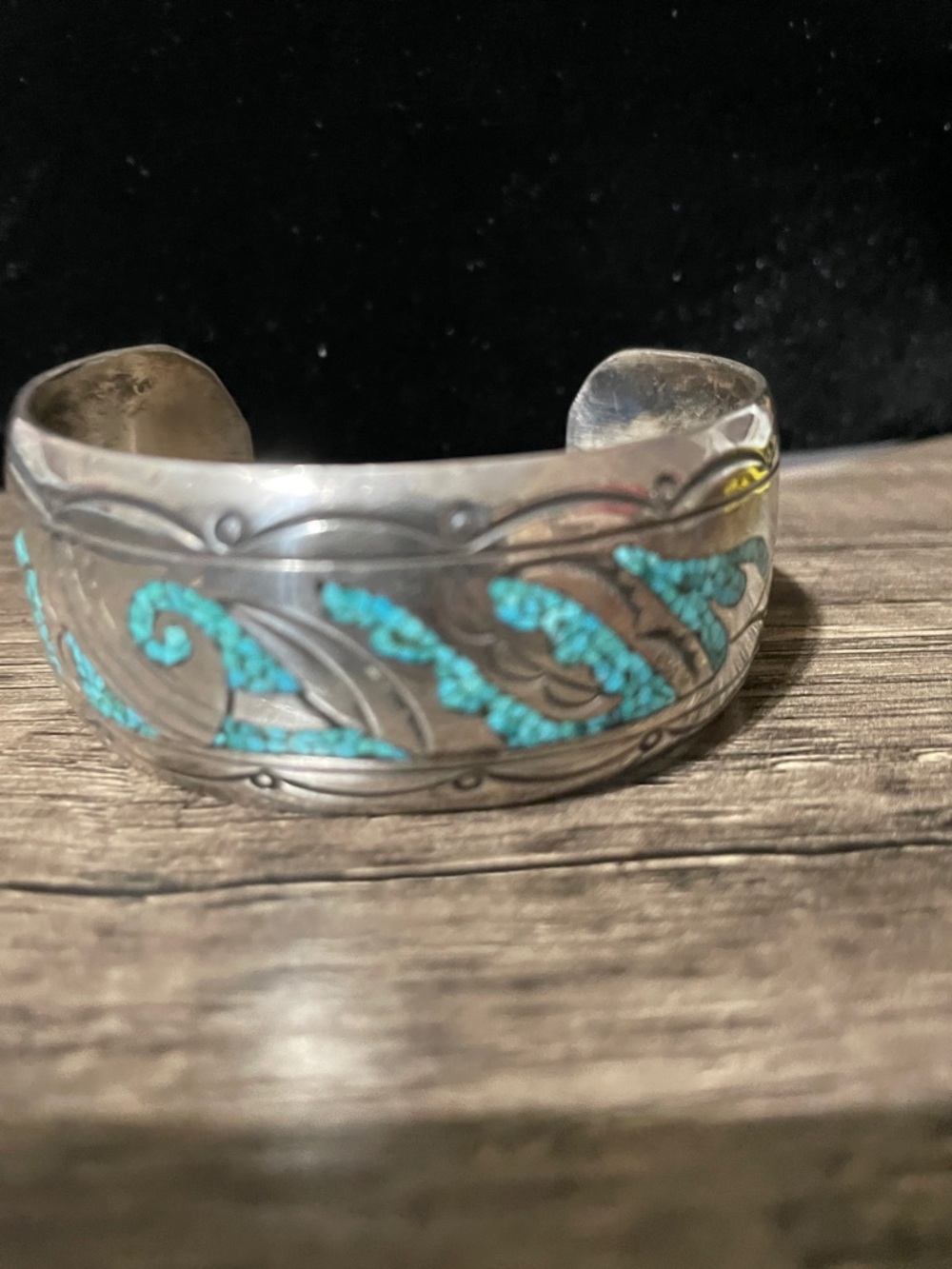 J Nezzie Turquoise Inlay Sterling-Style Silver Cuff Bracelet